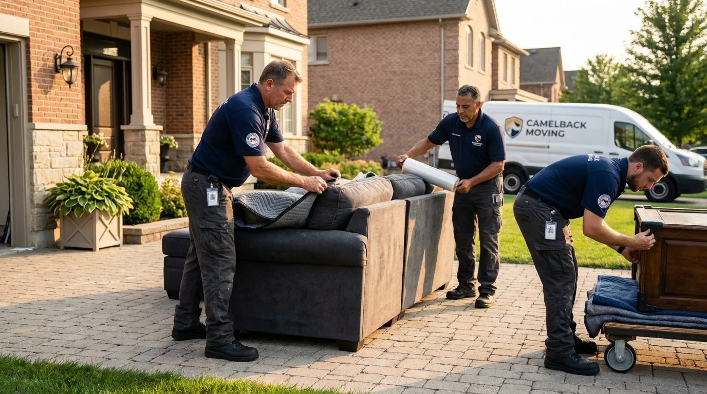 Large estate moving crew wrapping furniture in Jeffersonville, OH
